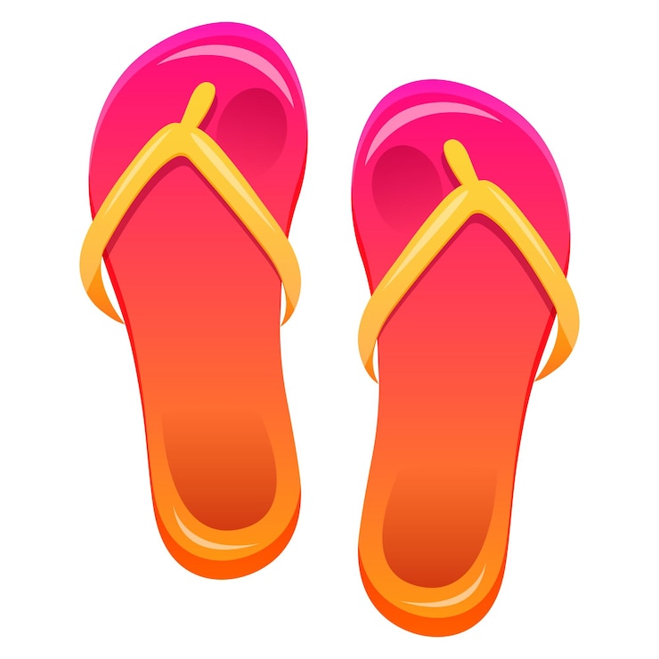 Vettore coppia di sandali flip flop isolati colorati infradito estivi costumi da bagno cartoon vettore