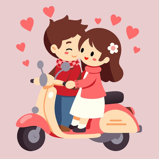 Coppia romantica su uno scooter
