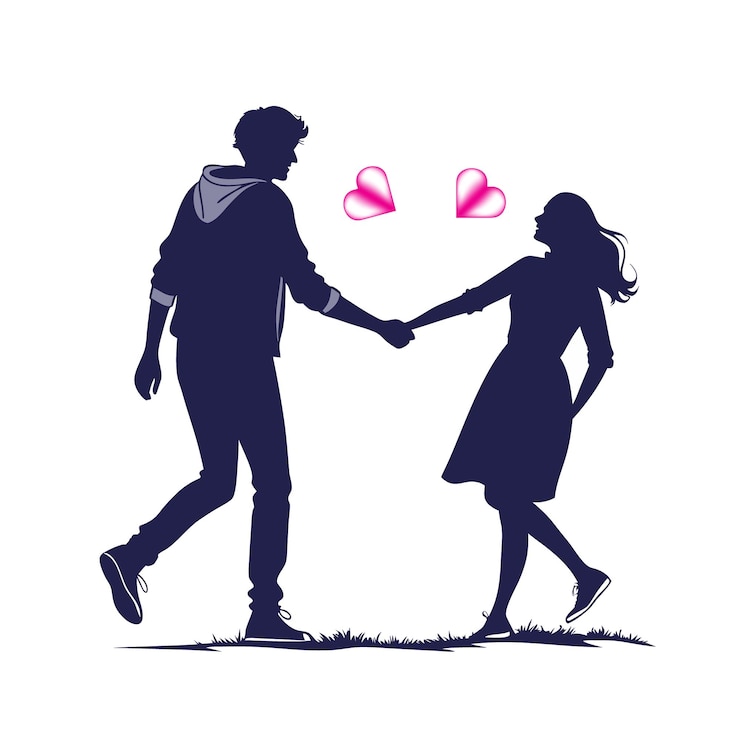 Vettore coppie romantiche silhouette