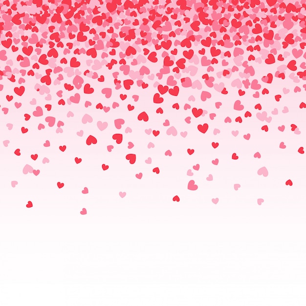 Coriandoli cuore rosa con sfondo bianco