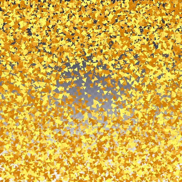 Coriandoli d'oro su rosso. Particelle di polvere dorata isolate. Biglietto d'auguri fluido. Sfondo nuziale casuale. Bokeh rotondo di vettore. Astratto Sfondo Iridescente. Bordo in lamina. Sfondo anniversario geometrico.