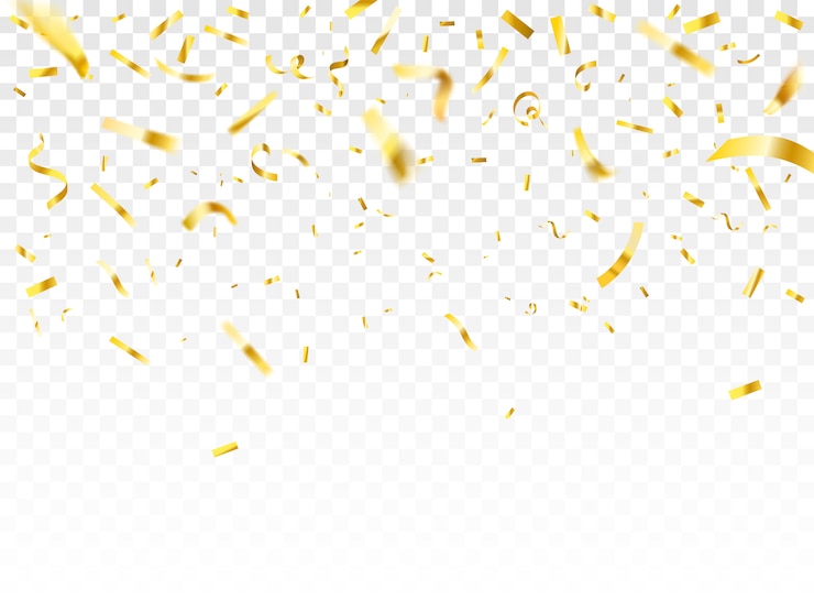 Vettore coriandoli dorati lucidi. celebrazione di nozze o decorazione della festa di anniversario isolata sopra