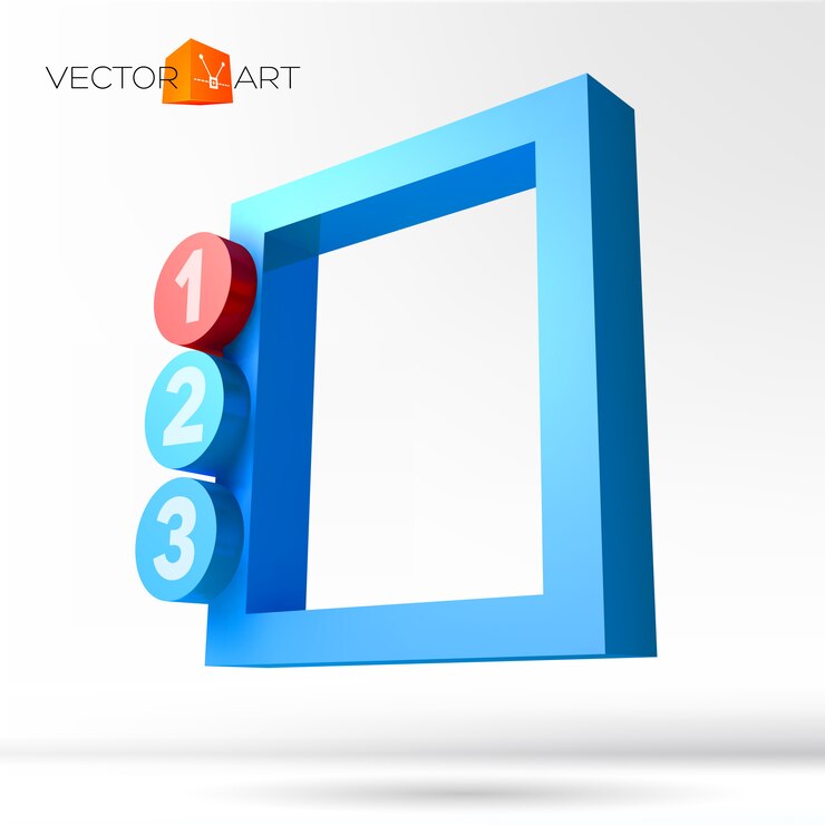 Vettore cornice 3d infografica con opzioni numerate