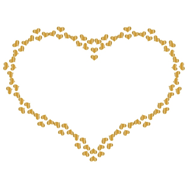 Cornice a forma di cuore di piccoli cuori d'oro