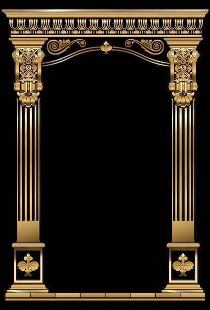 Cornice ad arco lussuosa classica vintage oro antico
