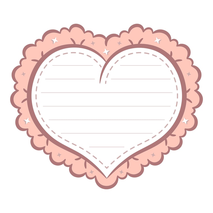 Vettore cornice adesiva per lettere a forma di cuore con colorazione pastello per la scrittura
