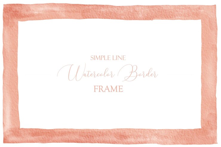 Vettore cornice bordo acquerello rosa colorato semplice linea