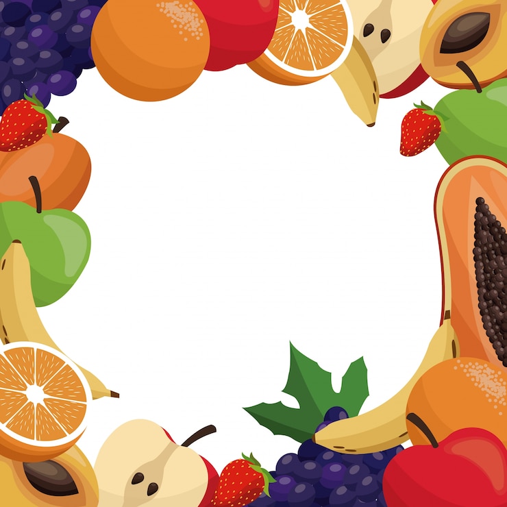 Vettore cornice deliziosa di frutta