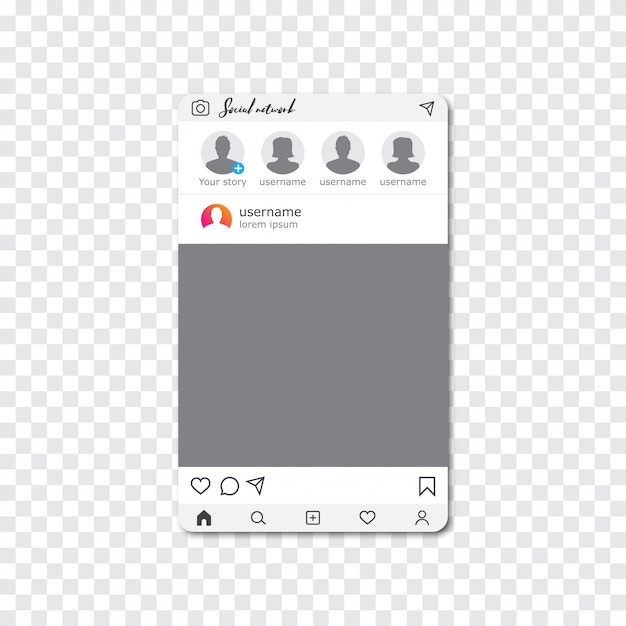 Cornice dell'interfaccia Instagram in un design piatto