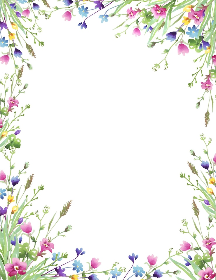 Cornice di fiori di campo vettore dell'acquerello