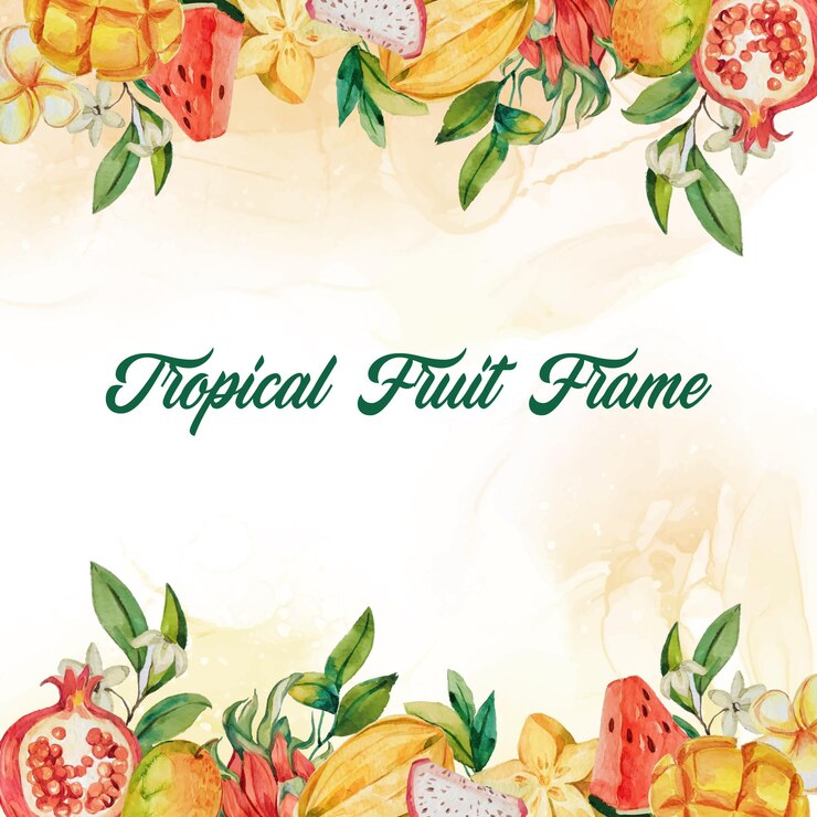 Vettore cornice di frutta tropicale ad acquerello dipinta a mano
