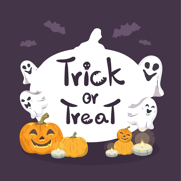 Cornice di Halloween con zucca e fantasma