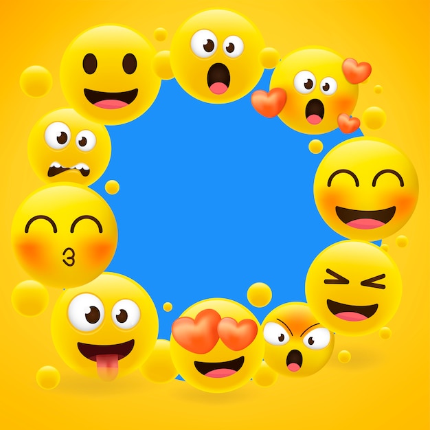 Cornice di raccolta emoji del fumetto su giallo