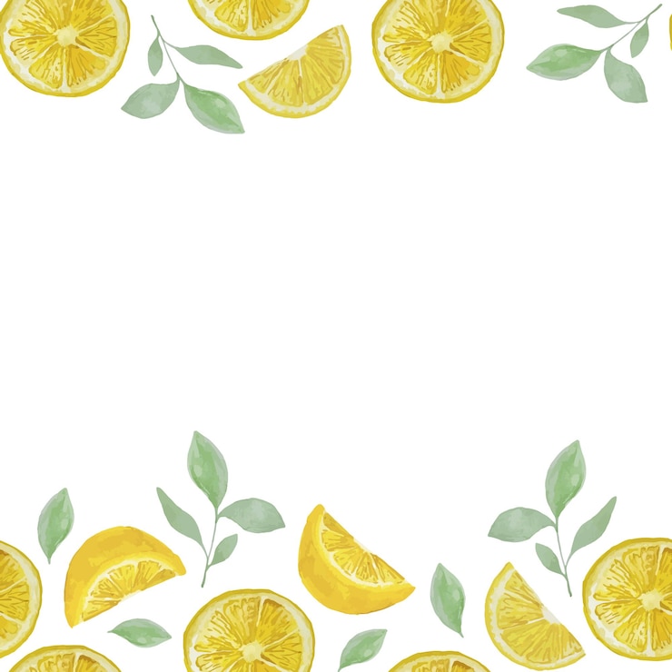 Vettore cornice disegnata a mano ad acquerello di limone fresco per arredamento o tessile da cucina