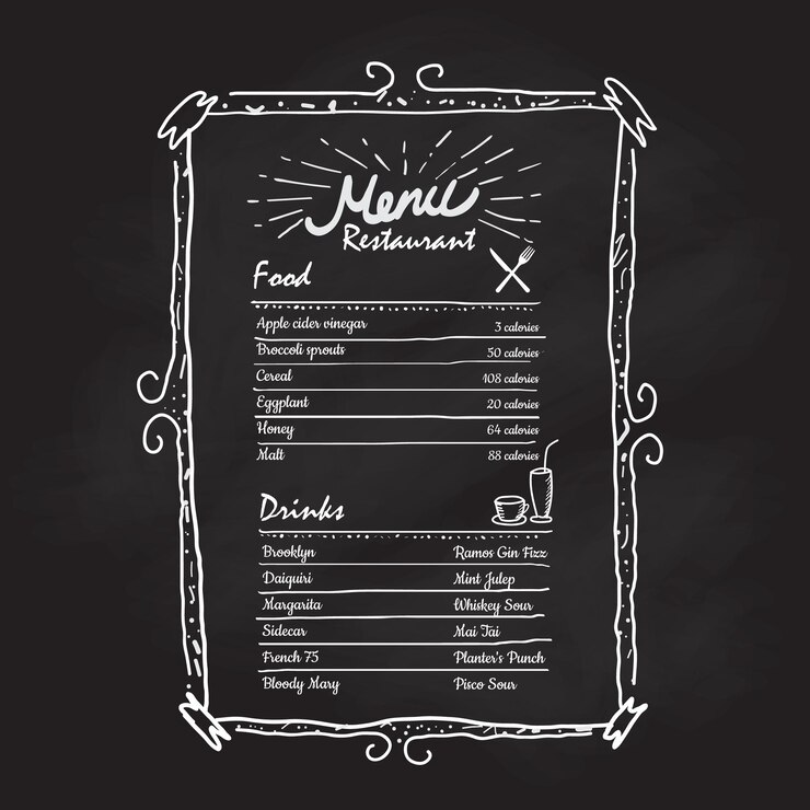 Vettore cornice disegnata a mano etichetta lavagna vintage menu ristorante