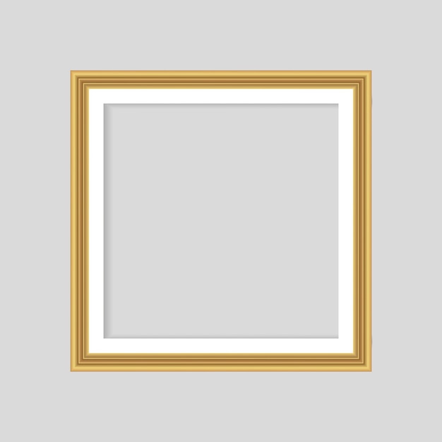 Cornice dorata realistica isolata su sfondo grigio Perfetto per le tue presentazioni.