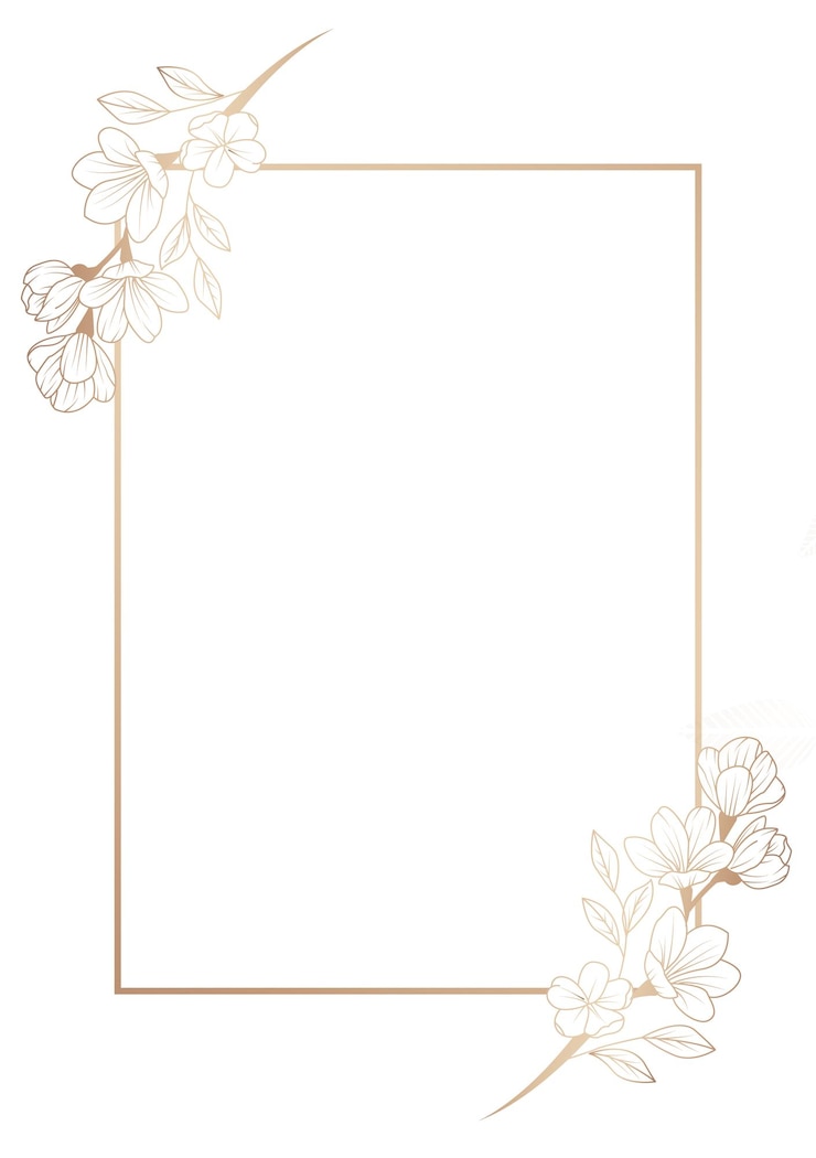 Vettore cornice floreale in oro vettoriale con stile line art