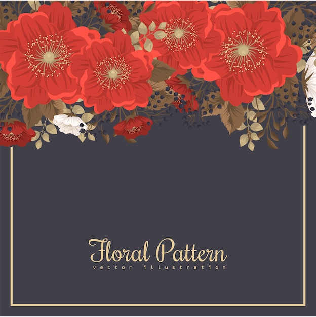 Cornice floreale rossa - fiori rossi e bianchi