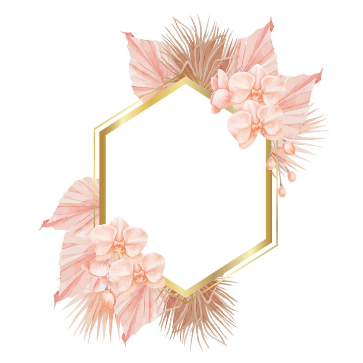 Cornice geometrica di orchidee tropicali Boho