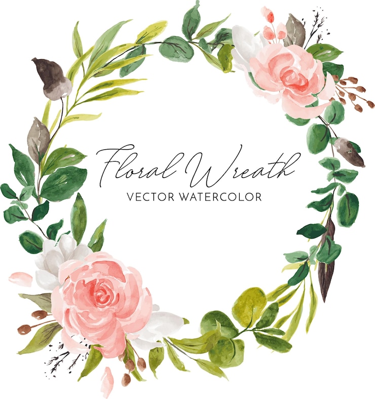 Vettore cornice ghirlanda floreale rosa