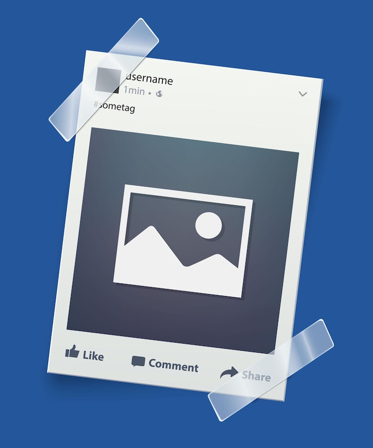 Vettore cornice per foto di social network. cornice per foto retrò fissata con nastro adesivo. concetto di dolci ricordi. illustrazione vettoriale