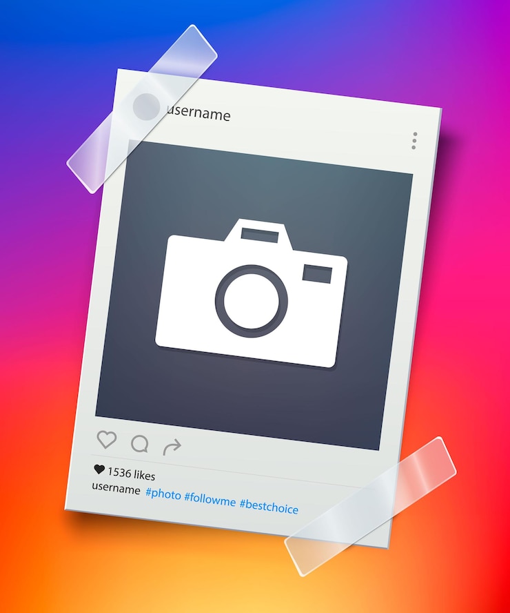 Vettore cornice per foto di social network. cornice per foto retrò fissata con nastro adesivo. concetto di dolci ricordi. illustrazione vettoriale
