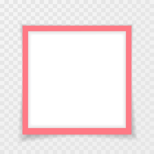 Cornice per foto rosa retrò con ombre su sfondo trasparente