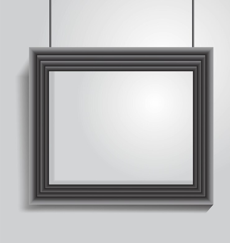Vettore cornice per poster in legno quadrato vuoto nero per interni moderni realistici di vettore