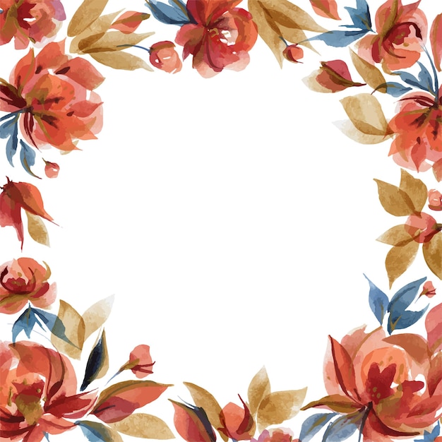 Cornice quadrata ad acquerello con fiori tradizionali di rosa calico folk