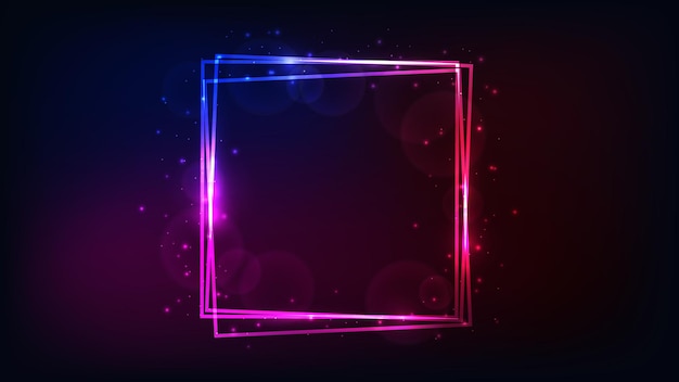 Cornice quadrata al neon con effetti brillanti e scintillii