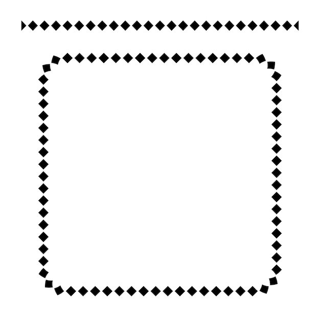 Cornice quadrata nera con angoli arrotondati di vettore, isolata su White