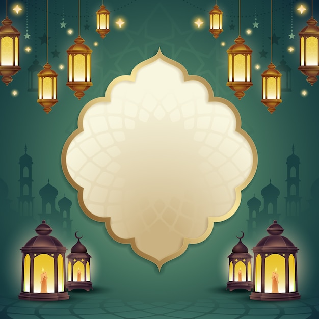Cornice ramadanica realistica con ornamenti islamici
