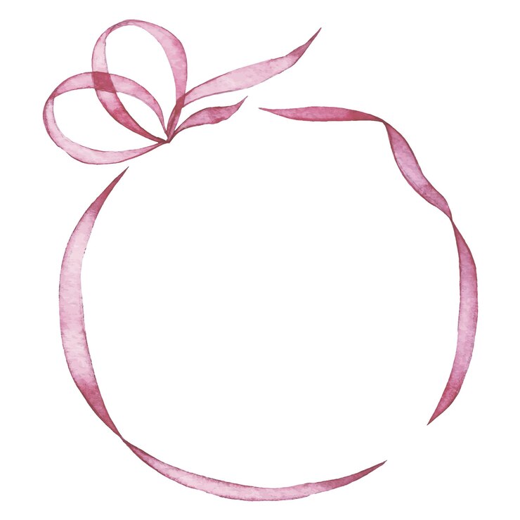 cornice rotonda fatta di nastro rosa disegno ad acquerello simbolo della lotta contro il cancro al seno