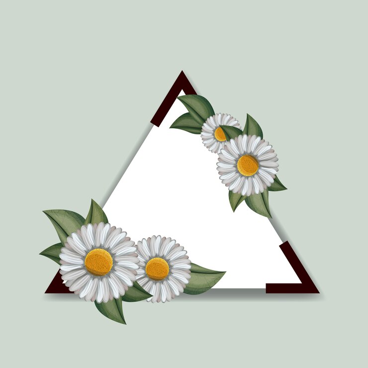 Vettore cornice triangolare con bellissima decorazione floreale