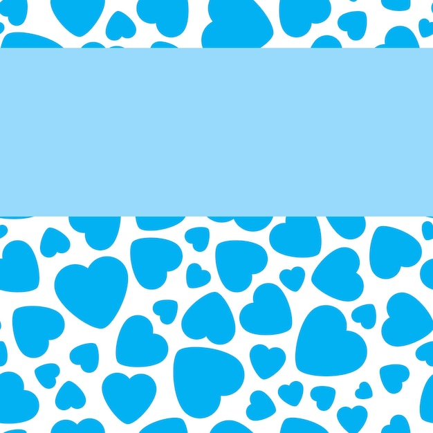 Cornice vettoriale con cuore blu su sfondo bianco