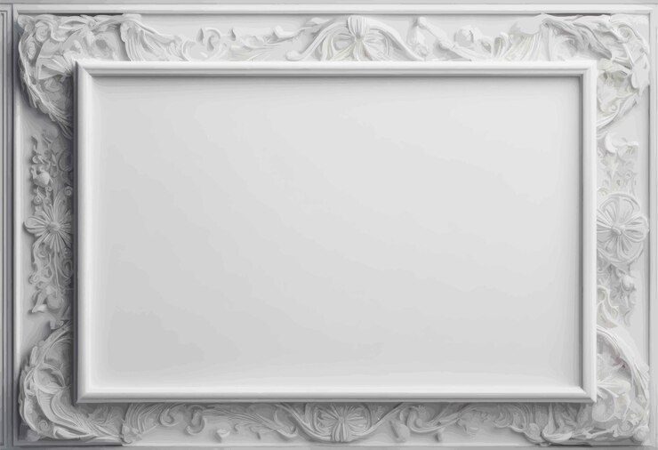 Vettore cornici bianche sulla parete cornice per la foto su sfondo bianco cornici bianchi sulla parete