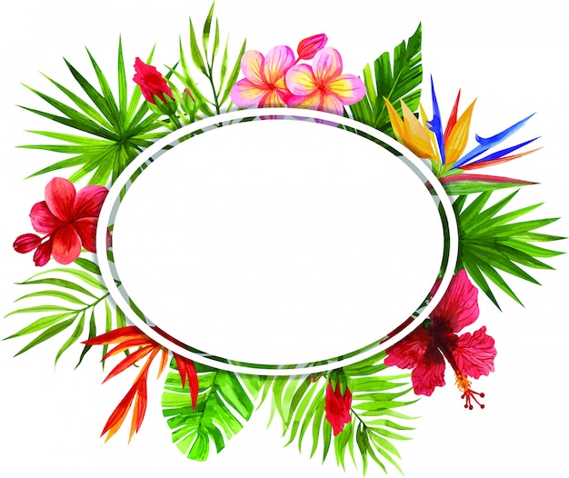 Cornici di fiori e foglie tropicali