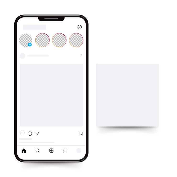 Vettore cornici di foto realistiche per instagram sullo smartphone