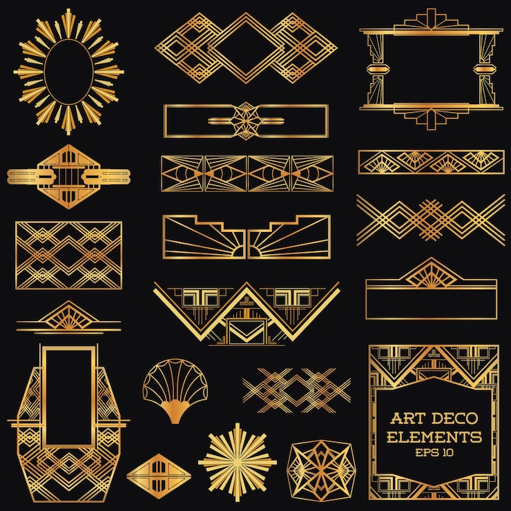 Vettore cornici ed elementi di design vintage art déco
