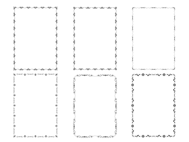 Cornici vettoriali nere su sfondo bianco