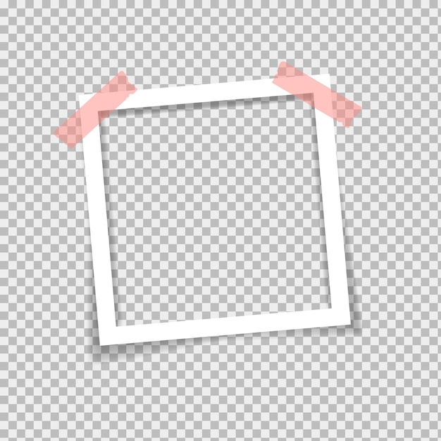 Cornici vuote con effetti ombra Vector Photo frame mockup design Super set cornice per foto su nastro adesivo isolato su sfondo trasparente Illustrazione vettoriale