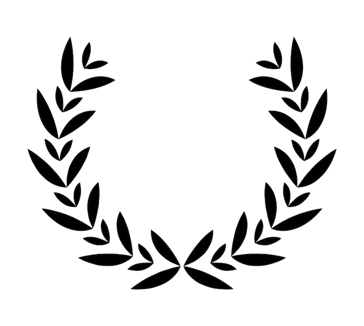 Vettore corona d'alloro vintage segno circolare silhouette nera raffigurante un premio araldica nobiltà emblema corona d'alloro premio vincente o vittoria