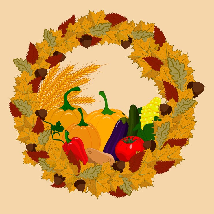 Vettore corona d'autunno con foglie di quercia d'acero e pioppo tremulo