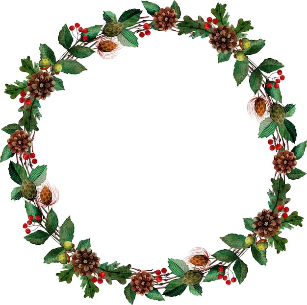 Corona di festa dell'acquerello di Natale