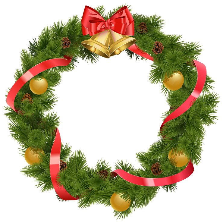 Vettore corona di natale di vettore con campane isolato su sfondo bianco