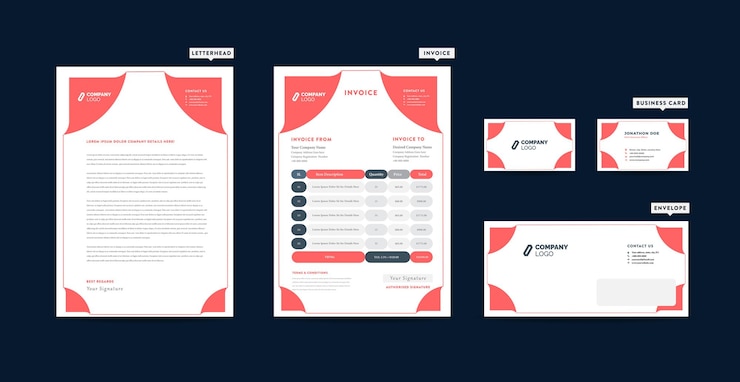 Vettore corporate business branding identity design o design di cancelleria carta intestata biglietto da visita fattura
