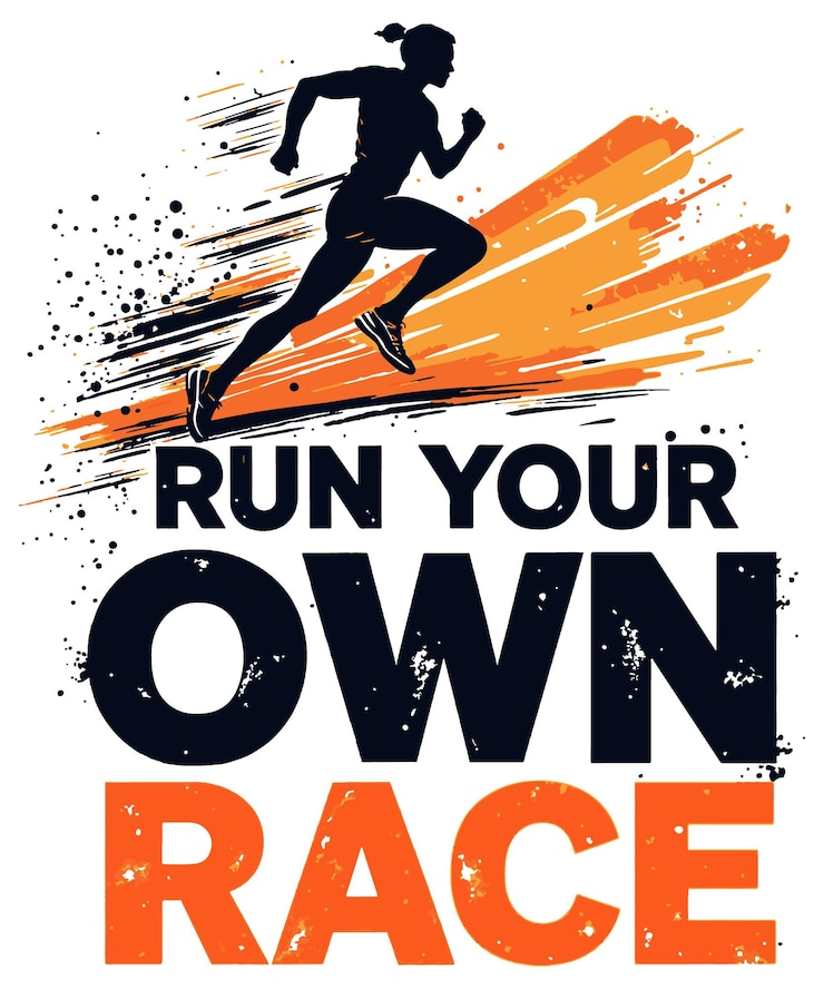 Vettore corri la tua gara motivational t-shirt design grungestyle motivational vector corre la tua gara