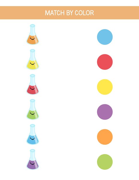 Corrispondenza per foglio di lavoro di colore Actività di corrispondenza per bambini Gioco educativo per la scuola materna e la scuola materna