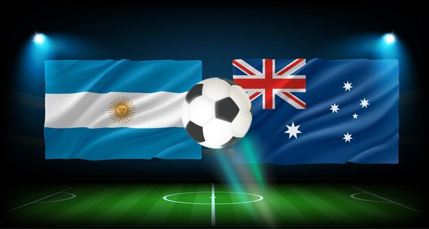 Corrispondenza tra l'Argentina e l'Australia team concetto vettoriale 3d