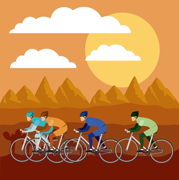 corsa ciclistica con sfondo bellissimo paesaggio